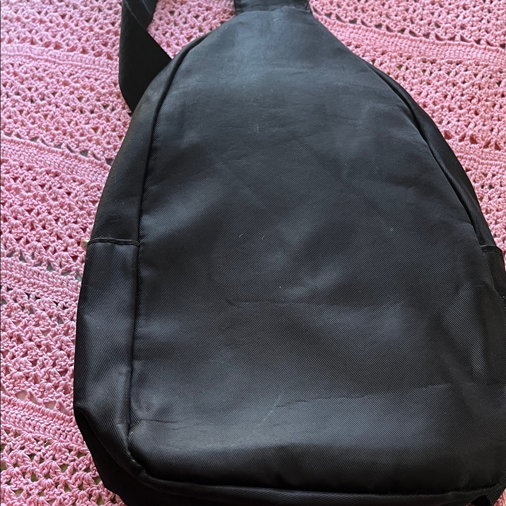 Black Quilted Crossbody Sling Bag with Gold Hardware - Picture 3 of 4